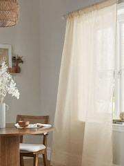 Natural Textured Voile Slot Top Unlined Sheer Panel Curtain - Image 4 of 5