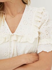FatFace Cream Talia Broderie Collar Blouse - Image 3 of 5