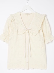 FatFace Cream Talia Broderie Collar Blouse - Image 5 of 5
