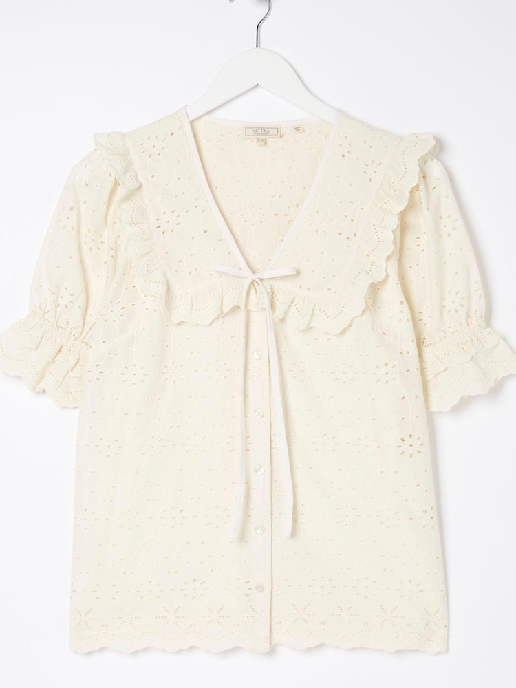 FatFace Cream Talia Broderie Collar Blouse - Image 5 of 5