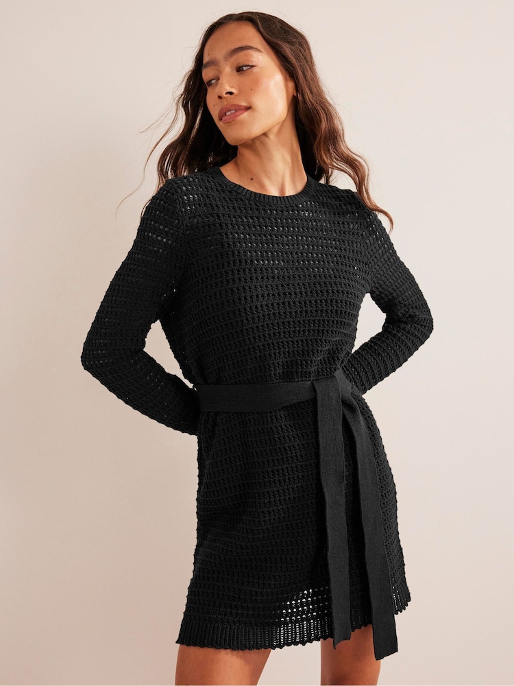 Boden Black Crochet Knit Dress - Image 1 of 1 Boden Black Crochet Knit Dress - Image 1 of 1