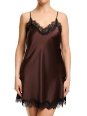 Sainted Sisters Brown Silk Nightdress With Lace - Image 2 of 3