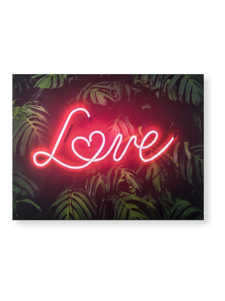 Art For The Home Green Tropical Neon Love Wall Art - Image 2 of 2