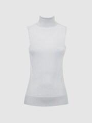 Reiss Stone Edna Merino Wool Sleeveless Roll Neck Top - Image 2 of 5