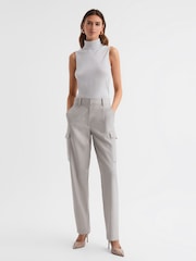 Reiss Stone Edna Merino Wool Sleeveless Roll Neck Top - Image 3 of 5