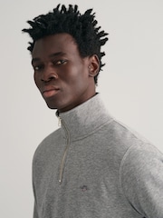 GANT Grey Shield Quarter Zip Sweatshirt - Image 3 of 4