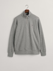 GANT Grey Shield Quarter Zip Sweatshirt - Image 4 of 4