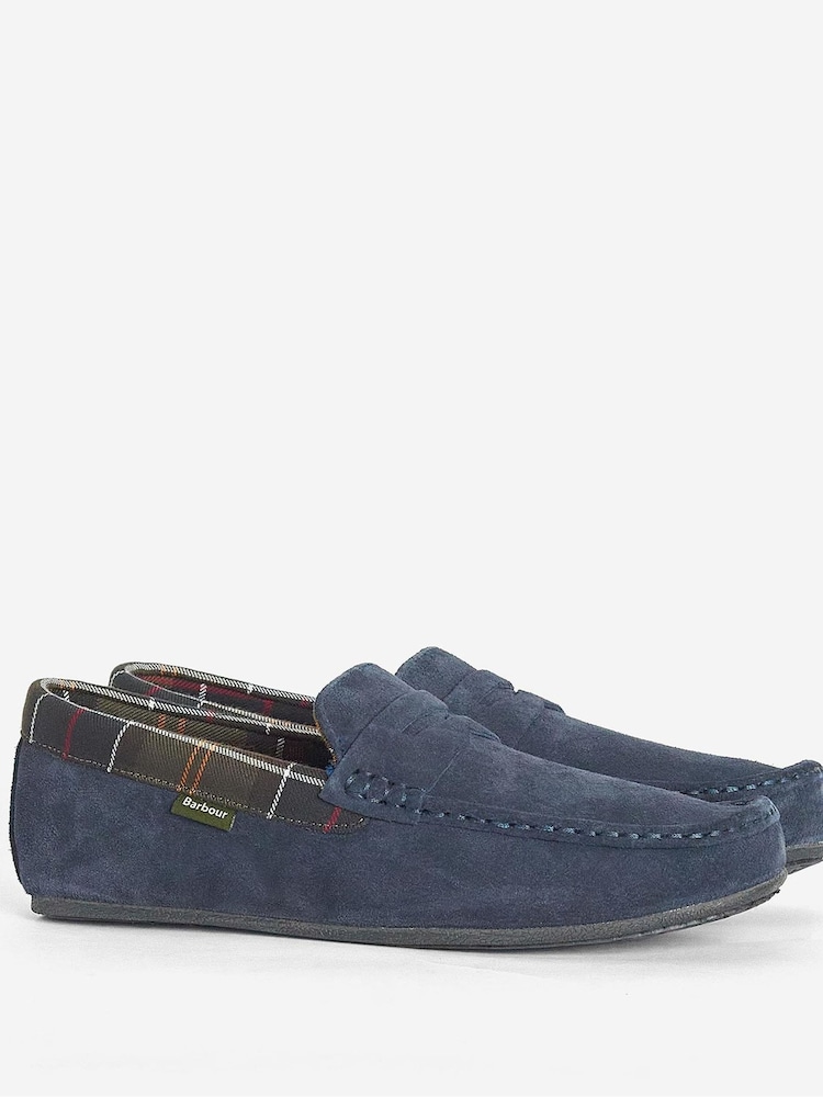 Barbour® Navy Porterfield Suede Slippers - Image 2 of 5