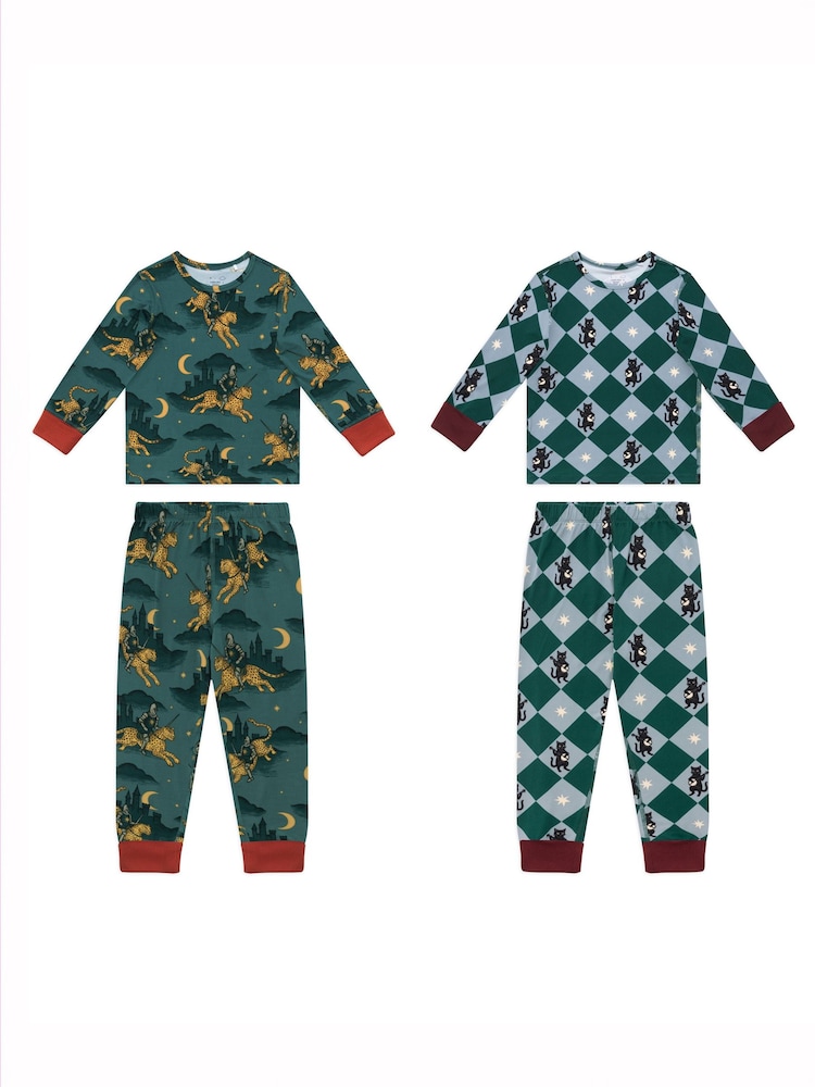 Chelsea Peers Kids Midnight Serenade/Moonlit Knight Print Lang Pysjamas Sett 2PK - Bilde 1 av 10
