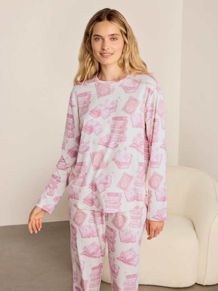 Chelsea Peers Natural Bedtime Stories Print Long Pyjama Set - Image 2 of 7
