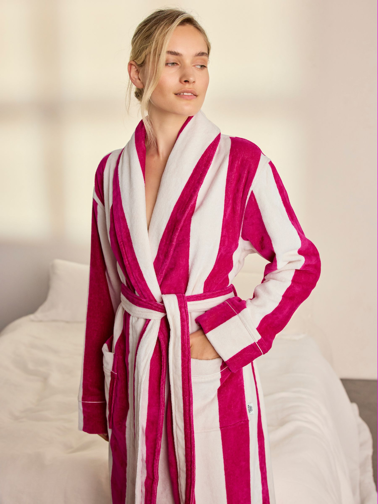 Chelsea Peers Cotton Towelling Stripe Long Dressing Gown - Attēls 2 no 8