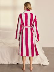 Chelsea Peers Cotton Towelling Stripe Long Dressing Gown - Attēls 4 no 8