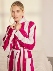 Chelsea Peers Cotton Towelling Stripe Long Dressing Gown - Attēls 6 no 8