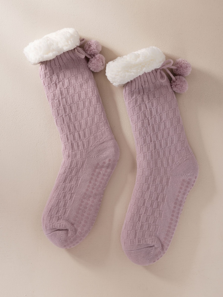 Chelsea Peers Pink Chunky Knit Slipper Socks - Image 1 of 4 Chelsea Peers Pink Chunky Knit Slipper Socks - Image 1 of 4