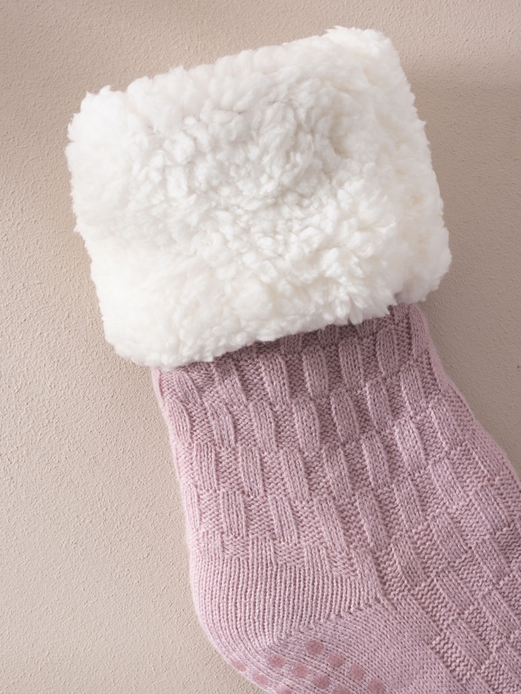 Chelsea Peers Pink Chunky Knit Slipper Socks - Image 4 of 4 Chelsea Peers Pink Chunky Knit Slipper Socks - Image 4 of 4