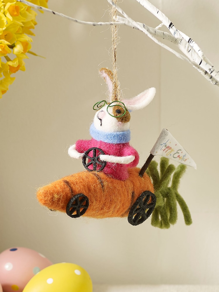 Orange Easter Felt Rabbit Hanging Decoration - Image 2 of 4