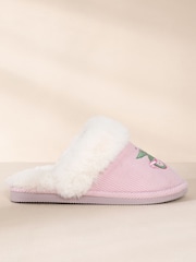 Chelsea Peers Pink Corduroy Embroidered Mythical Dragon Mule Slippers - Image 7 of 7