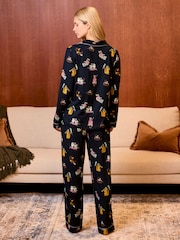 Chelsea Peers Blue Princess Cats Print Button Up Long Pyjamas Set - Image 4 of 8