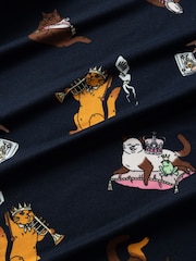 Chelsea Peers Blue Princess Cats Print Button Up Long Pyjamas Set - Image 8 of 8