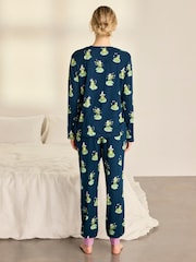 Chelsea Peers Green Enchanted Frog Print Long Pyjamas Set - Image 4 of 8