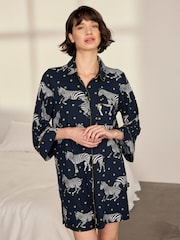 Chelsea Peers Blue Polka Dot Zebra Print Nightshirt - Image 2 of 6