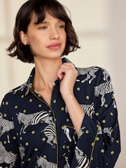 Chelsea Peers Blue Polka Dot Zebra Print Nightshirt - Image 3 of 6