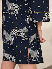 Chelsea Peers Blue Polka Dot Zebra Print Nightshirt - Image 5 of 6