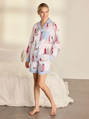 Chelsea Peers Cotton Dog Walking Print Short Pyjamas Set - صورة 1 من 6