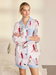 Chelsea Peers Cotton Dog Walking Print Short Pyjamas Set - صورة 2 من 6