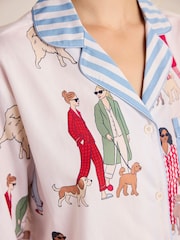 Chelsea Peers Cotton Dog Walking Print Short Pyjamas Set - صورة 3 من 6