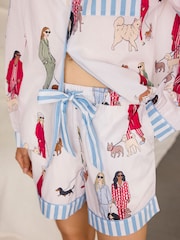 Chelsea Peers Cotton Dog Walking Print Short Pyjamas Set - صورة 5 من 6