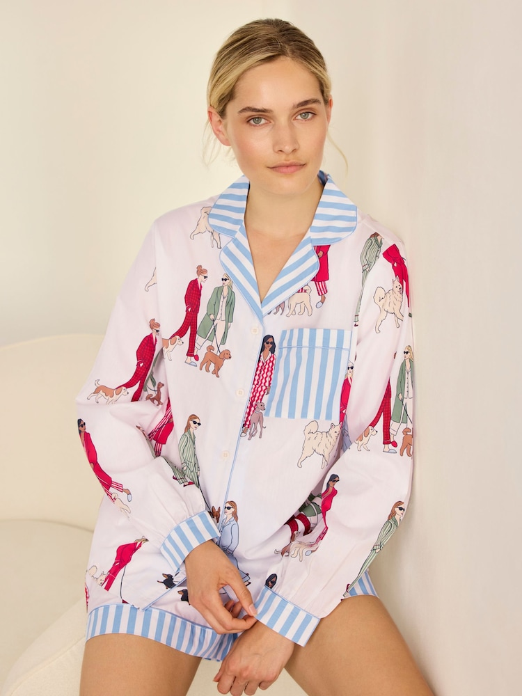 Chelsea Peers Cotton Dog Walking Print Short Pyjamas Set - صورة 6 من 6 Chelsea Peers Cotton Dog Walking Print Short Pyjamas Set - صورة 6 من 6