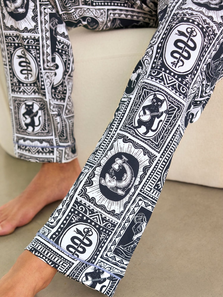 Pantalones largos de pijama de algodón con estampado de Tile "Érase una vez" de Chelsea Peers - Imagen 6 de 6 Pantalones largos de pijama de algodón con estampado de Tile "Érase una vez" de Chelsea Peers - Imagen 6 de 6