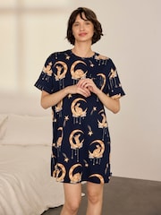 Chelsea Peers Blue Lunar Bunny Print Nightshirt - Image 1 of 6