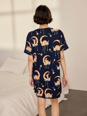 Chelsea Peers Blue Lunar Bunny Print Nightshirt - Image 4 of 6