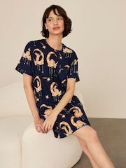 Chelsea Peers Blue Lunar Bunny Print Nightshirt - Image 5 of 6