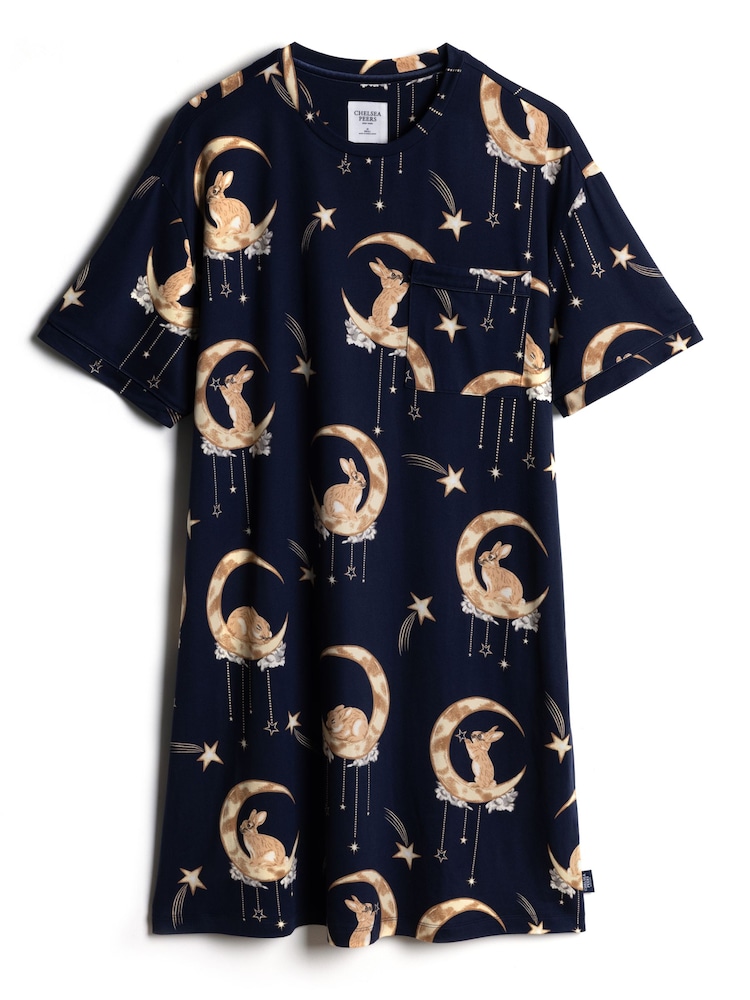 Chelsea Peers Blue Lunar Bunny Print Nightshirt - Image 6 of 6