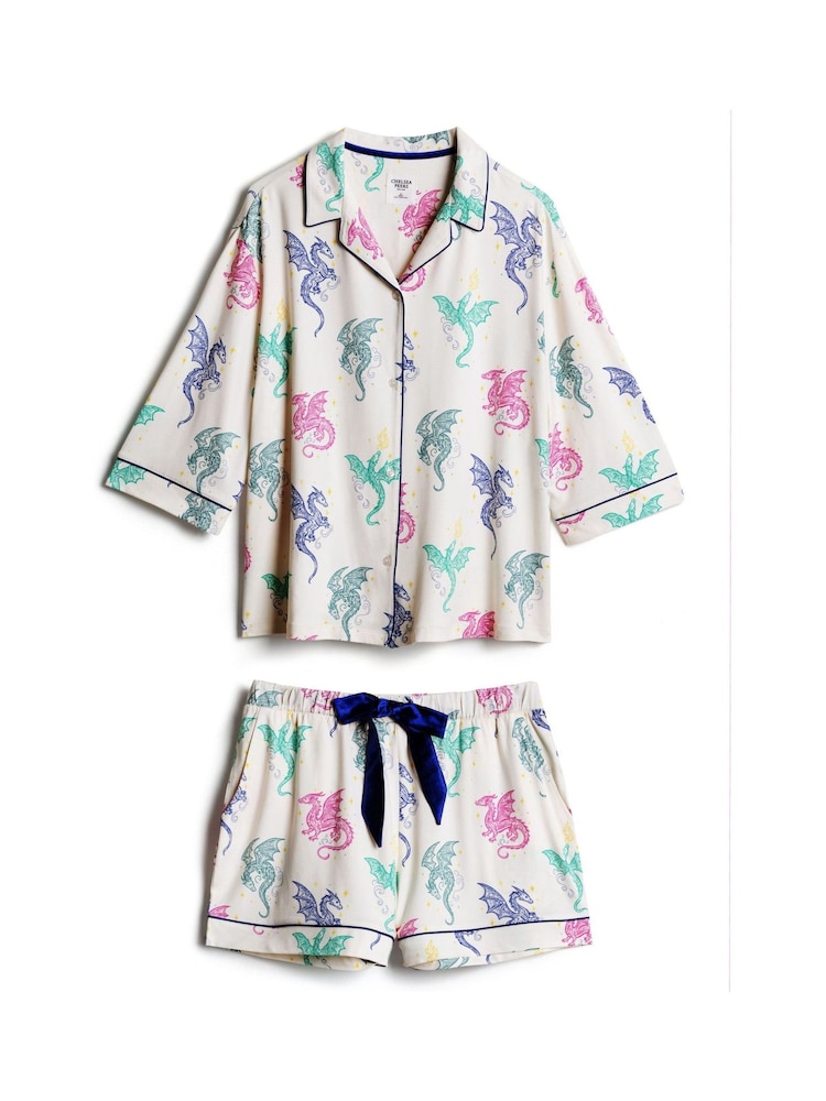 Conjunto de pijama corto con estampado de dragón arcoíris de Chelsea Peers - Imagen 7 de 7 Conjunto de pijama corto con estampado de dragón arcoíris de Chelsea Peers - Imagen 7 de 7