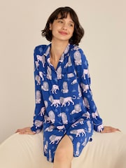 Chelsea Peers Blue Moonlit Lion Print Nightshirt - Image 7 of 8