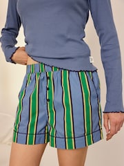 Chelsea Peers Blue Cotton Jewel Stripe Short Pyjamas Set - Image 3 of 7