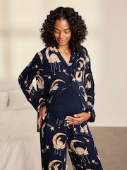 Conjunto de pijama largo con estampado de conejitos lunares y diseño abotonado de Chelsea Peers - Imagen 5 de 8