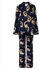 Conjunto de pijama largo con estampado de conejitos lunares y diseño abotonado de Chelsea Peers - Imagen 7 de 8