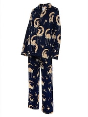 Conjunto de pijama largo con estampado de conejitos lunares y diseño abotonado de Chelsea Peers - Imagen 8 de 8