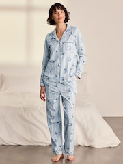 Chelsea Peers White Cotton Polar Bear Stripe Print Long Pyjamas Set - Image 1 of 8