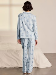 Chelsea Peers White Cotton Polar Bear Stripe Print Long Pyjamas Set - Image 4 of 8