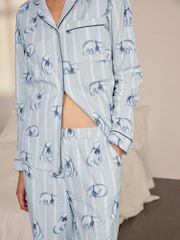 Chelsea Peers White Cotton Polar Bear Stripe Print Long Pyjamas Set - Image 5 of 8