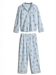 Chelsea Peers White Cotton Polar Bear Stripe Print Long Pyjamas Set - Image 7 of 8