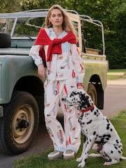 Chelsea Peers Cotton Dog Walking Print Long Pyjamas Set - صورة 1 من 7