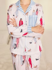 Chelsea Peers Cotton Dog Walking Print Long Pyjamas Set - صورة 3 من 7