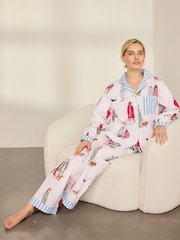 Chelsea Peers Cotton Dog Walking Print Long Pyjamas Set - صورة 7 من 7
